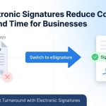 Business professional signing a contract digitally on a laptop using WeSignature electronic signature software
