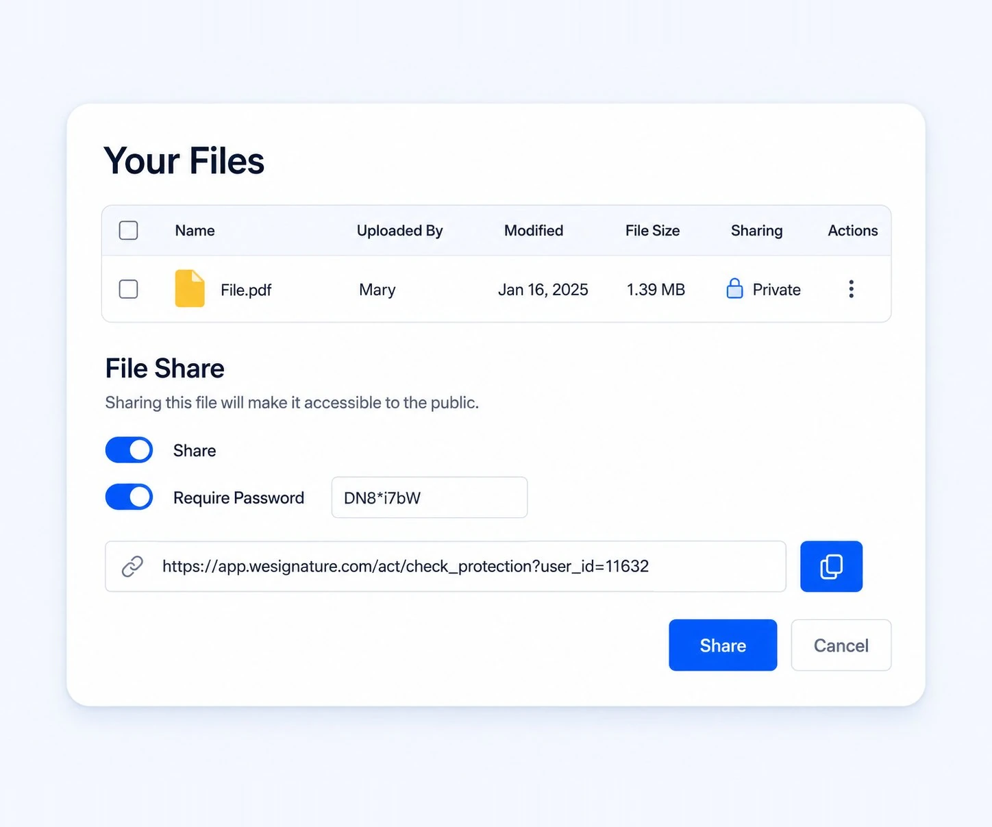 Share documents securely